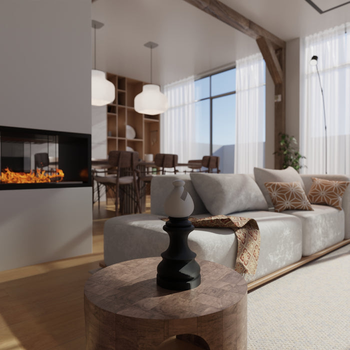 Lampada da tavolo di design. Alfiere scacchi tavolino sala che si illumina. Lampada stile contemporaneo. Idea regalo