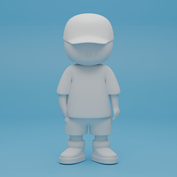 Lampada da tavolo di design. Lampada stampa in 3D personalizzabile. Omino bianco che si illumina, lampada cappellino, style. Lampada stile contemporaneo