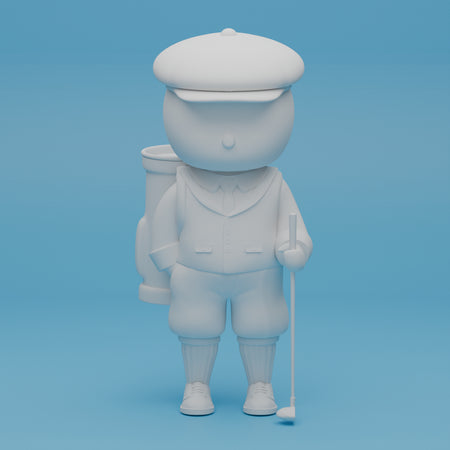 Lampada da tavolo di design. lampada in stampa 3D personalizzabile. Omino bianco che si illumina, lampada golfista, golf. Lampada stile contemporaneo