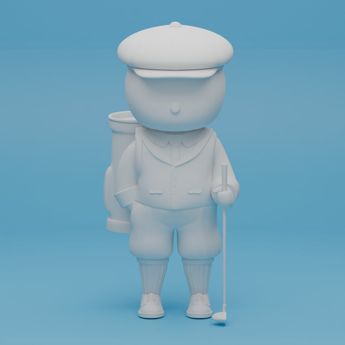 Lampada da tavolo di design. lampada in stampa 3D personalizzabile. Omino bianco che si illumina, lampada golfista, golf. Lampada stile contemporaneo