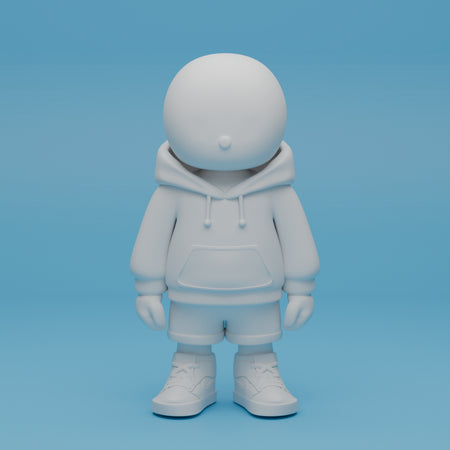 Lampada da tavolo di design. Lampada in stampa 3D personalizzabile. Omino bianco che si illumina, lampada con felpa. Lampada stile contemporaneo