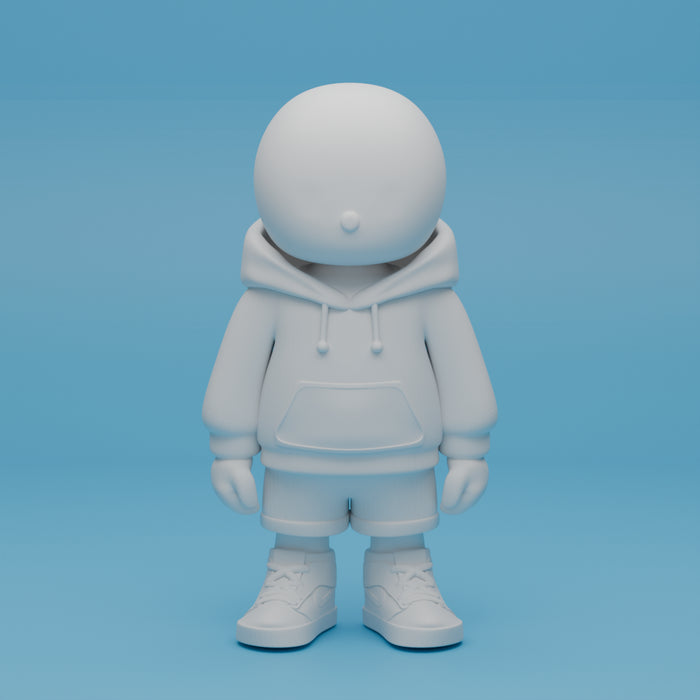 Lampada da tavolo di design. Lampada in stampa 3D personalizzabile. Omino bianco che si illumina, lampada con felpa. Lampada stile contemporaneo